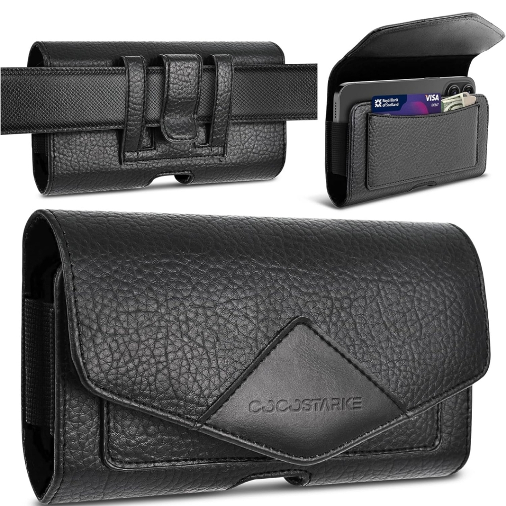 Leather Cell Phone Holster with Belt Loop Horizontal Phone Belt Holder